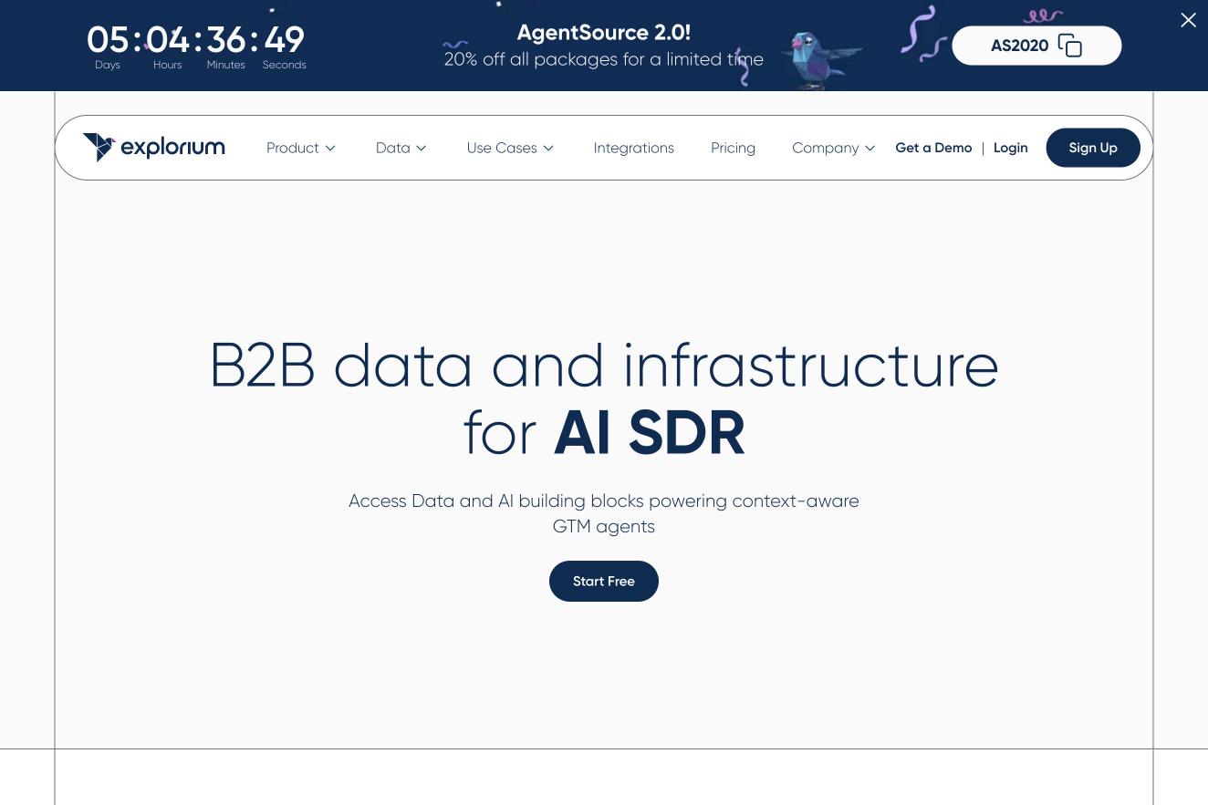 Crustdata alternative Explorium’s homepage