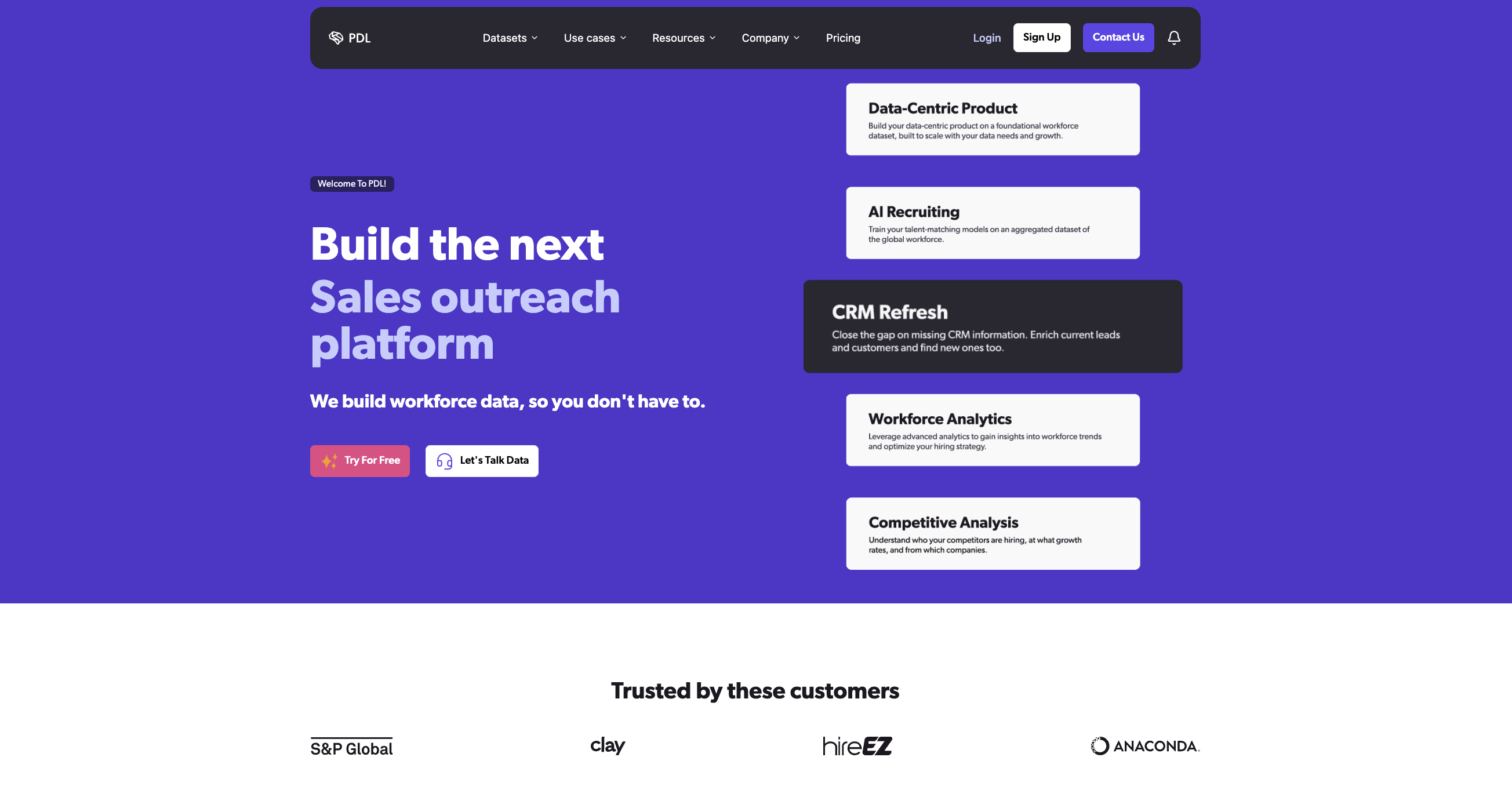 Crustdata alternative People Data Labs’ homepage