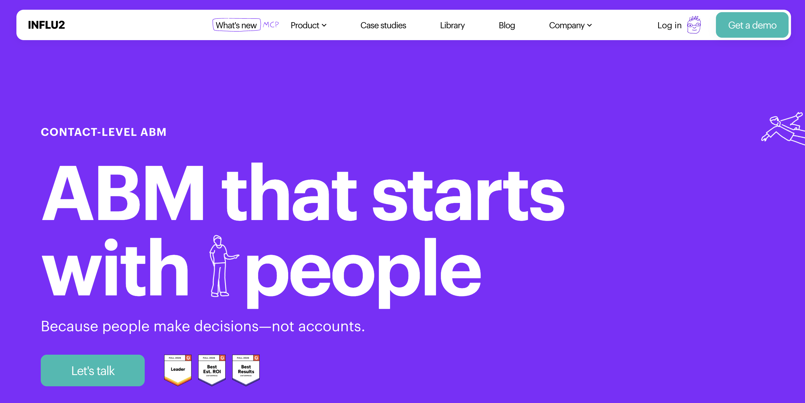 Screenshot of Influ2’s homepage, the person-based ad platform these alternatives are compared against